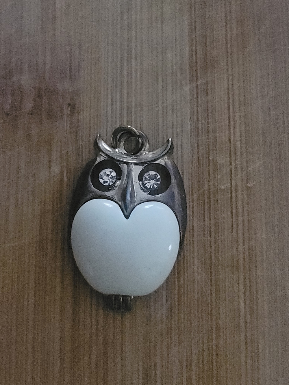 Goldish Owl Pendant with White Enamel Front (Pendant Only)